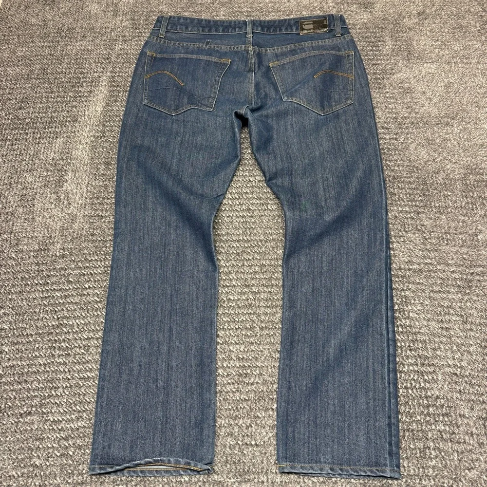 G-Star Raw Mens Jeans W36 L32‎ 3301 Slim Straight Dark Wash Blue Denim